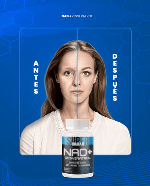 NAD + Resveratrol - Cápsulas de Reparación Celular Antienvejecimiento y Energía Extra (30 Cápsulas) - SuperHuman™