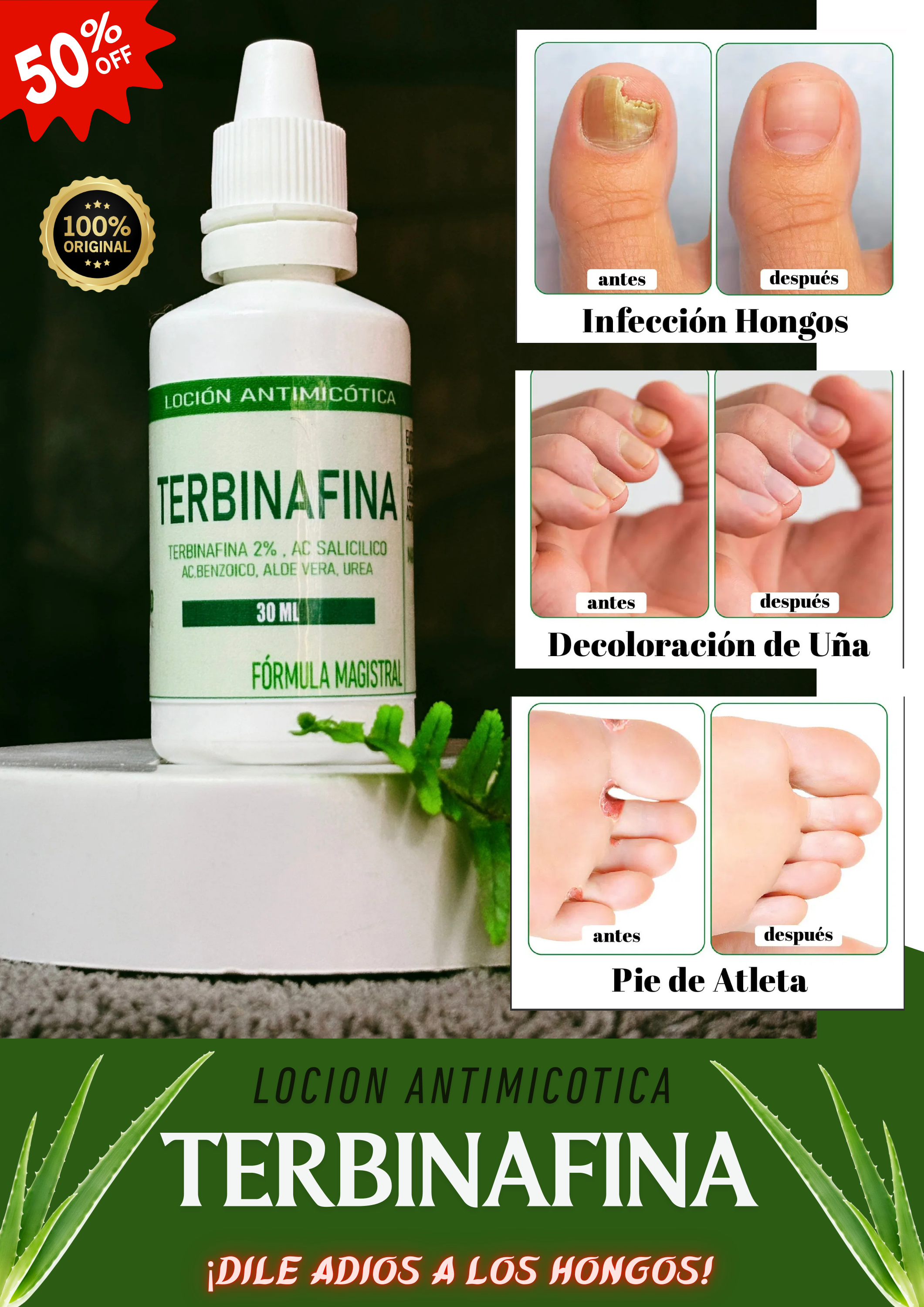 GOTAS DE TERBINAFINA PARA ELIMINAR LOS HONGOS