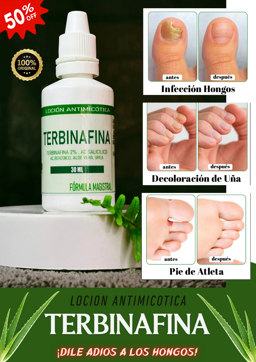 GOTAS DE TERBINAFINA PARA ELIMINAR LOS HONGOS