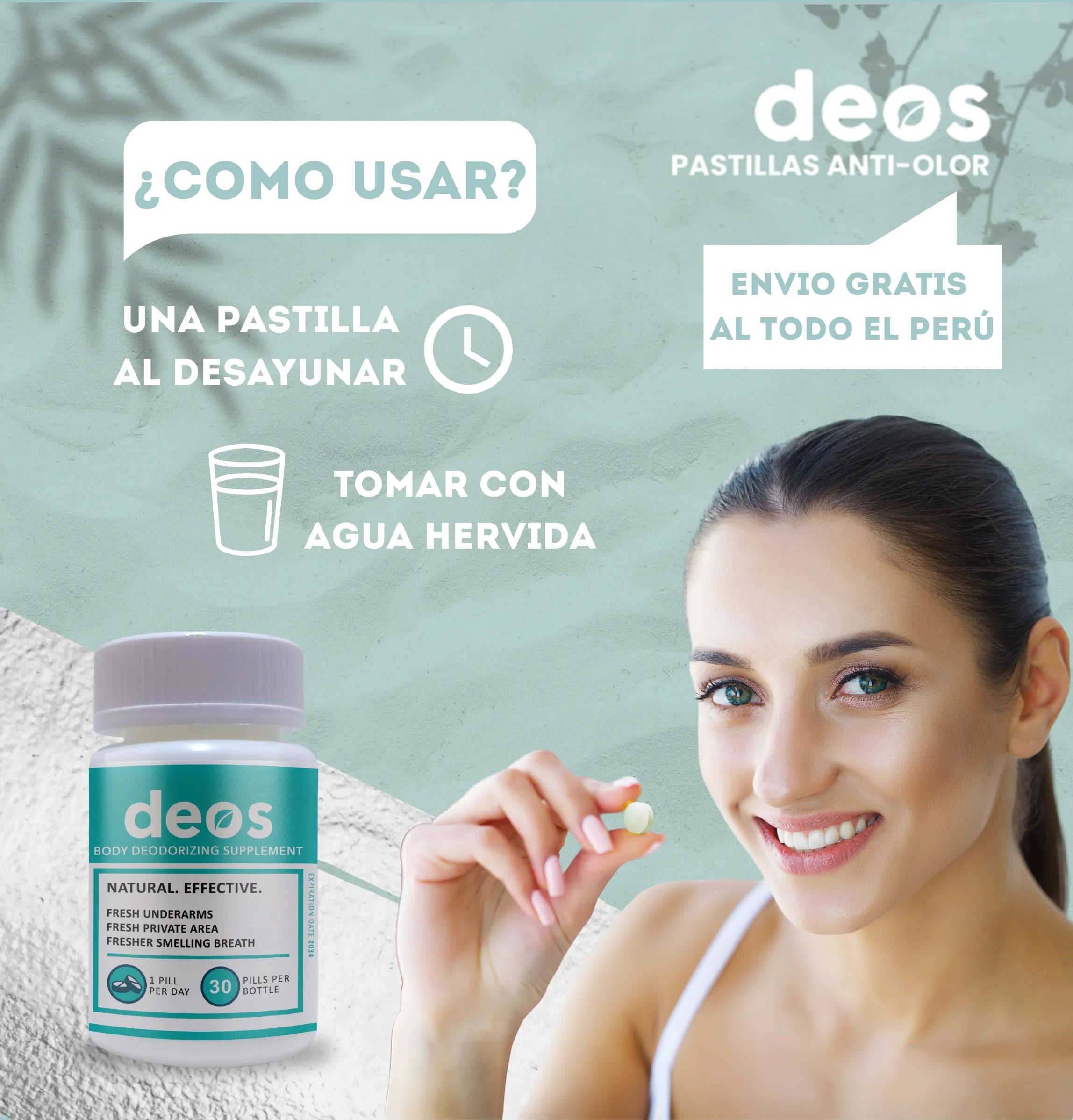 DEOS - DESODORANTE INTERNO NATURAL DILE ADIOS A LOS MALOS OLORES 100% EFECTIVO