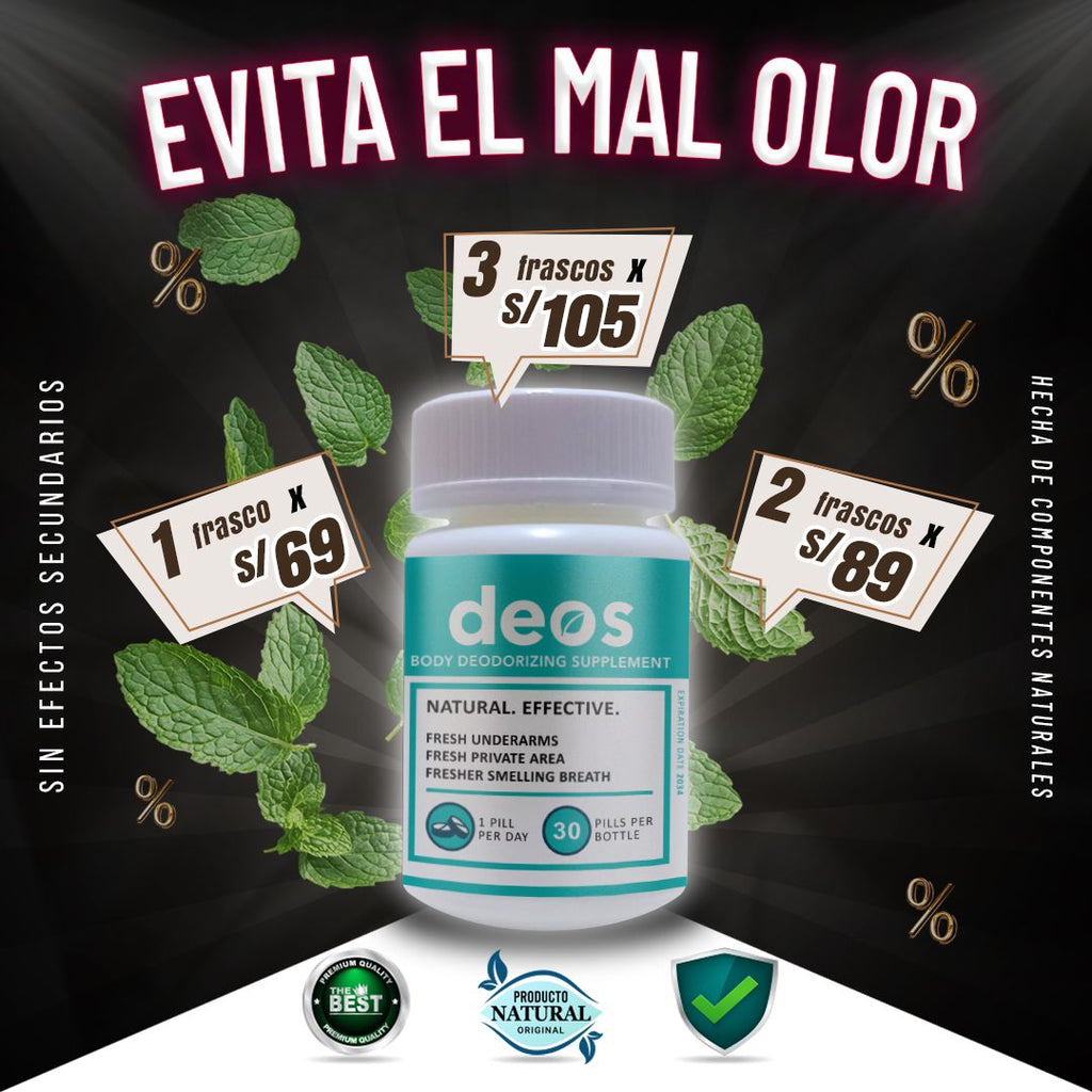 DEOS - DESODORANTE INTERNO NATURAL DILE ADIOS A LOS MALOS OLORES 100% EFECTIVO