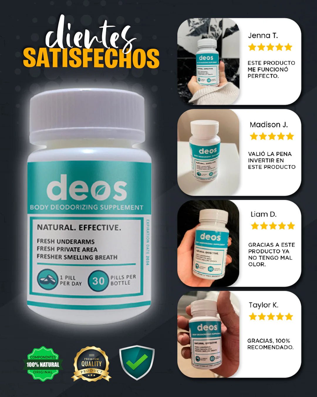 DEOS - DESODORANTE INTERNO NATURAL DILE ADIOS A LOS MALOS OLORES 100% EFECTIVO